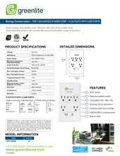 Load image into Gallery viewer, Tier 1 Advanced Power Strip - 5 Outlets with Charging Ports