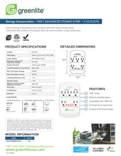 Load image into Gallery viewer, Tier 1 Advanced Power Strip - 5 Outlets
