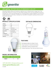 Load image into Gallery viewer, 7W A21 60W Equivalent Battery Back-up Emergency Lighting  1-Pack
